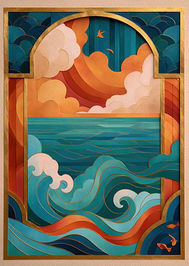 Artistic Ocean and Sky Landscape