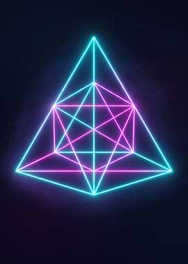 Neon Geometric Pyramid Abstract