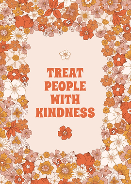 Retro Floral 'Treat People With Kindness' Poster
