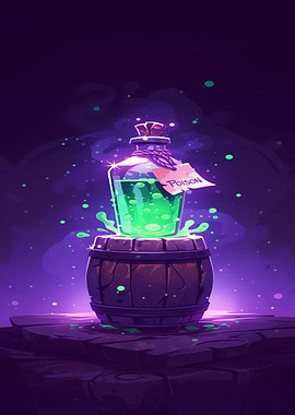 Poison Potion on Wooden Barrel