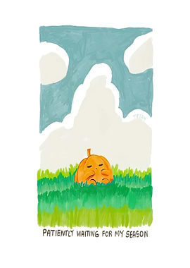 Sad Pumpkin Waiting for Autumn