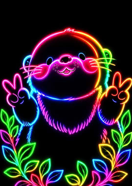 Neon Otter Peace Sign