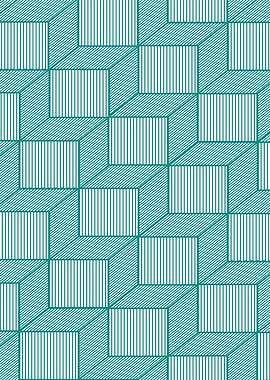 Teal Geometric Optical Illusion Pattern