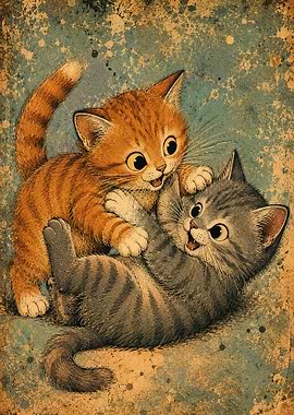 Two Kittens Playing