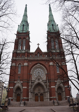 Twin-spired Brick Church Facade