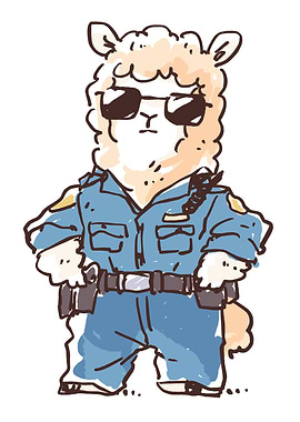 Llama Police Officer with Sunglasses