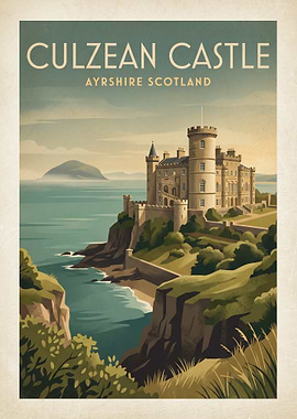 Culzean Castle Vintage Travel Poster
