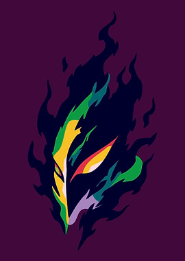 Dark Fiery Mask with Colorful Accents