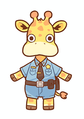 Cute Giraffe Police Officer Cartoon
