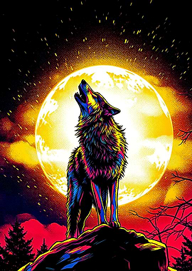 Wolf Howling at the Moon