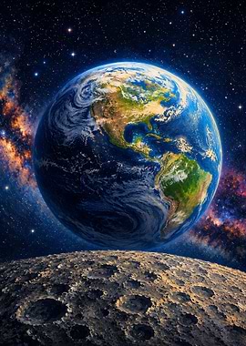 Earth and Moon in Space