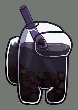 Among Us Boba Drink with Skulls
