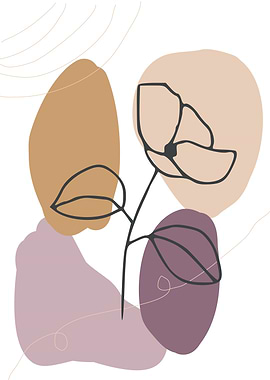 Abstract Floral Line Art