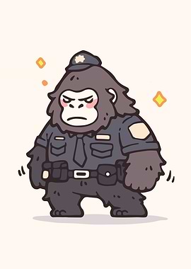 Gorilla Police Officer Cartoon
