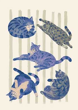 Playful Cats Poster Print