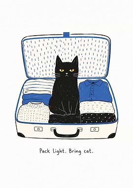Black cat in a suitcase