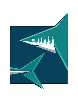 Two Sharks in Teal and White