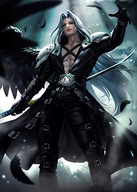 Sephiroth with Black Wings and Sword