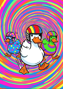 Ducks in Racing Helmets