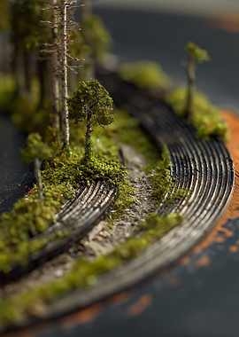 Miniature forest diorama with winding path