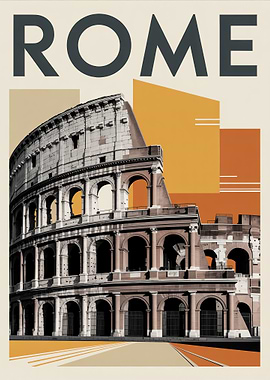 Vintage Rome Colosseum Travel Poster