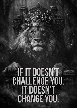 Lion King on Throne with Quote