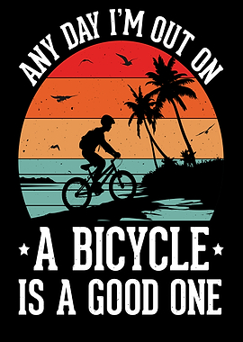 Retro Bicycle Sunset Beach Scene