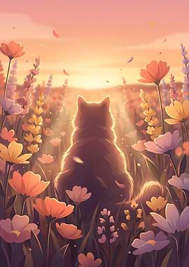Sunset Dreams of a Garden Cat