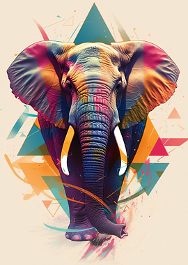 Colorful Abstract Elephant Portrait