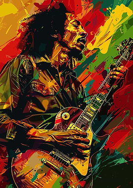 Bob Marley Playing Guitar