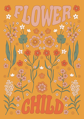 Retro Flower Child Floral Art