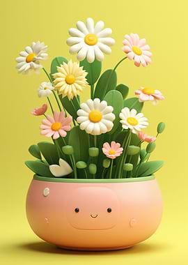 Cute Flower Pot with Smiling Face