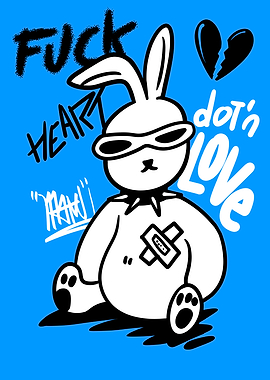 Sad Bunny with Broken Heart