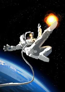 Astronaut holding a miniature sun