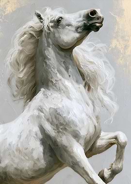 Majestic White Horse Painting