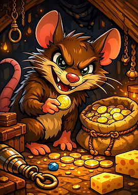 Mischievous Mouse with Treasure