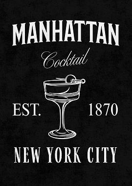 Manhattan Cocktail New York City Vintage Poster