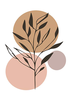 Abstract botanical art with circles