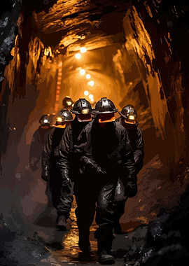 Miners in a dark tunnel