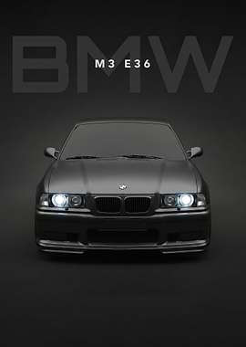 matte black BMW M3 E36 Front View