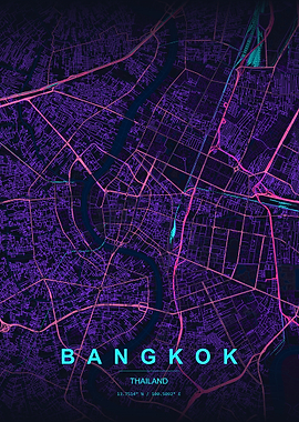 Bangkok City Map Poster