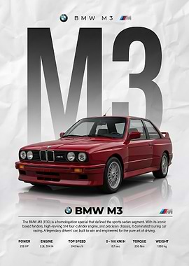red legend BMW M3 E30 evo Poster