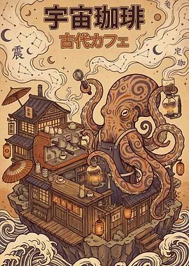 Octopus Barista in a Cosmic Cafe