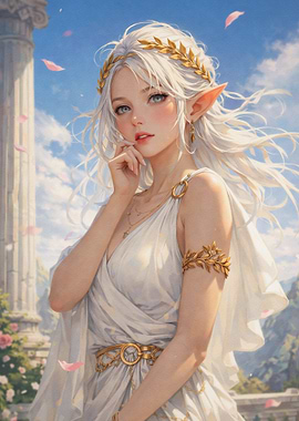 Fantasy Elf Goddess in White Dress
