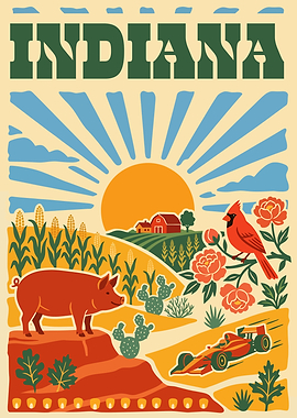 Indiana State Retro Poster