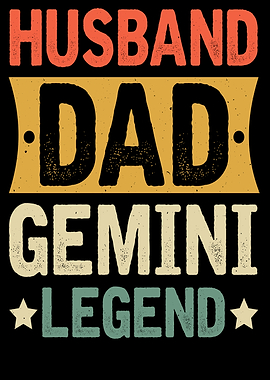 Husband Dad Gemini Legend Text Art