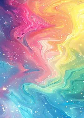 Rainbow Marble Swirl with Glitter