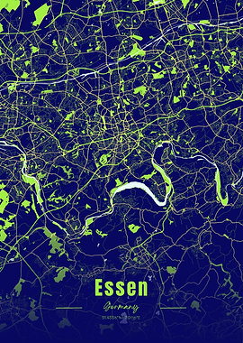 Essen Germany Map Art