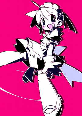 Anime Maid Character with Pink Background