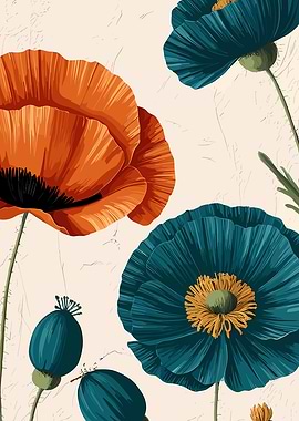 Vibrant Poppy Floral Art